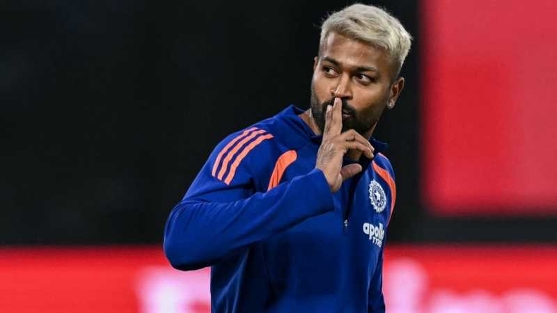 Hardik Pandya during the pre-match warm-ups, India vs Namibia, Men's T20 World Cup, New Delhi, February 12, 2026