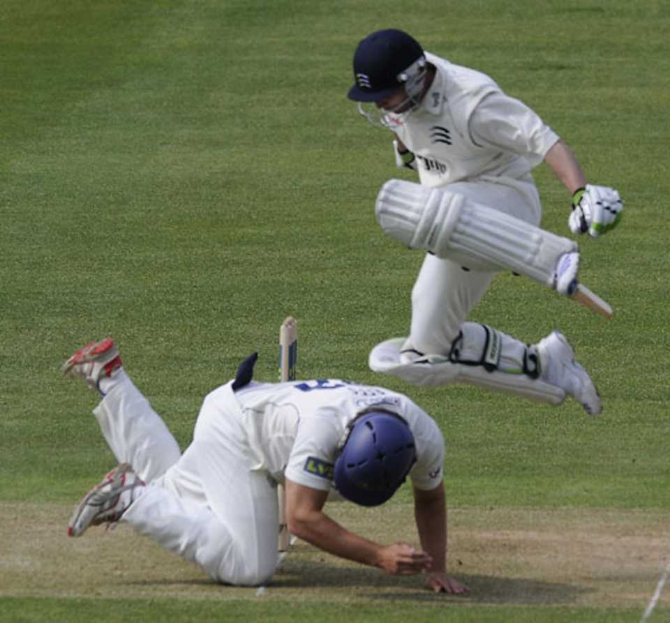 Phillip Hughes survives a run-out attempt, Middlesex v Glamorgan, County Championship Division Two, Lord's, April 22, 2009