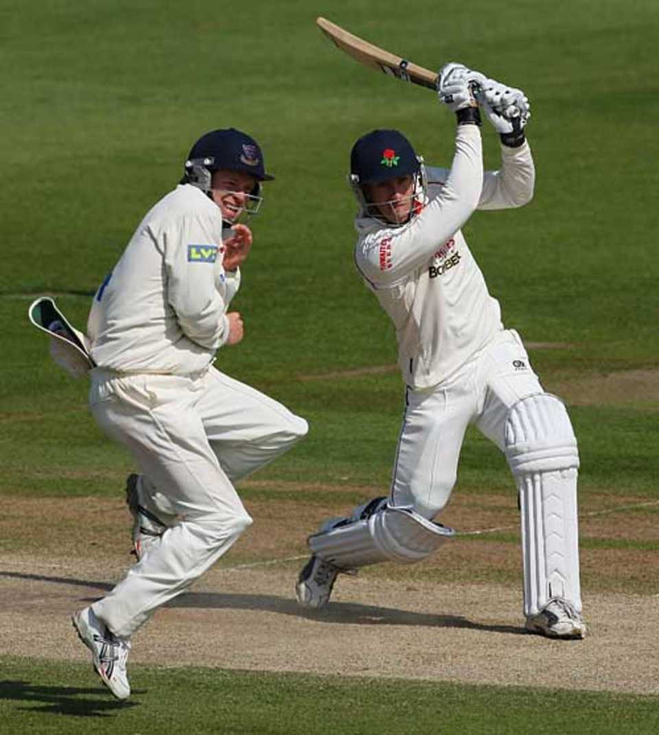 Francois du Plessis drives strongly during his unbeaten half century, Sussex v Lancashire, County Championship Division One, Hove, April 24, 2009