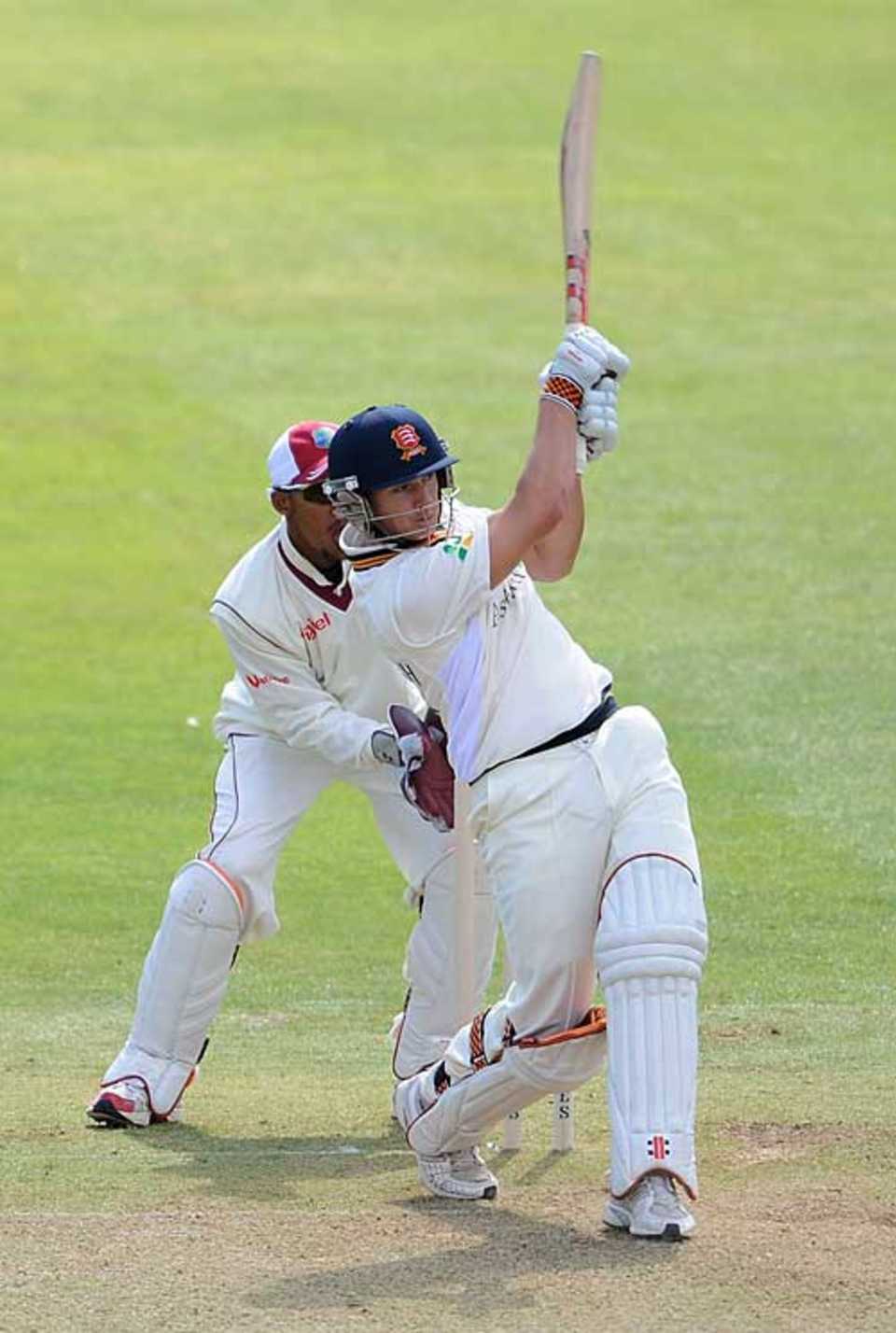 Jaik Mickleburgh goes over the top during his 58, Essex v West Indies, Chelmsford, April 25, 2009
