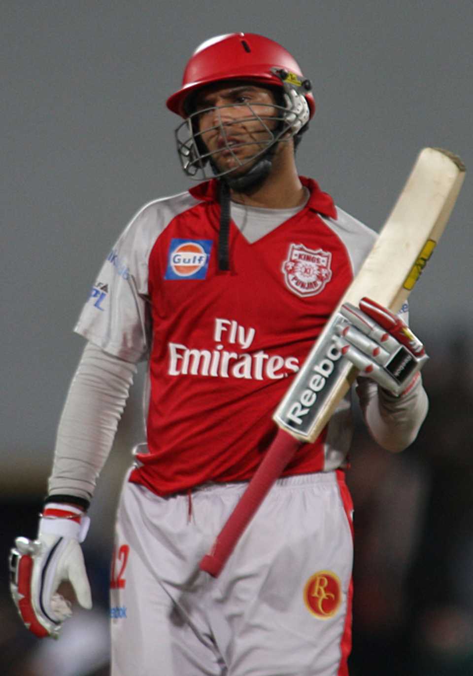Yuvraj Singh heads back to the pavilion disappointed