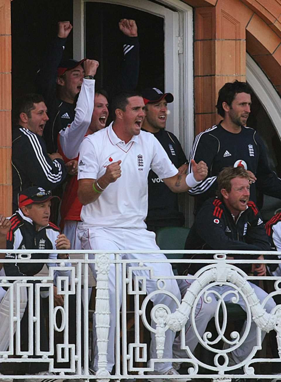 Kevin Pietersen leads the celebrations as England raced to a 10-wicket win