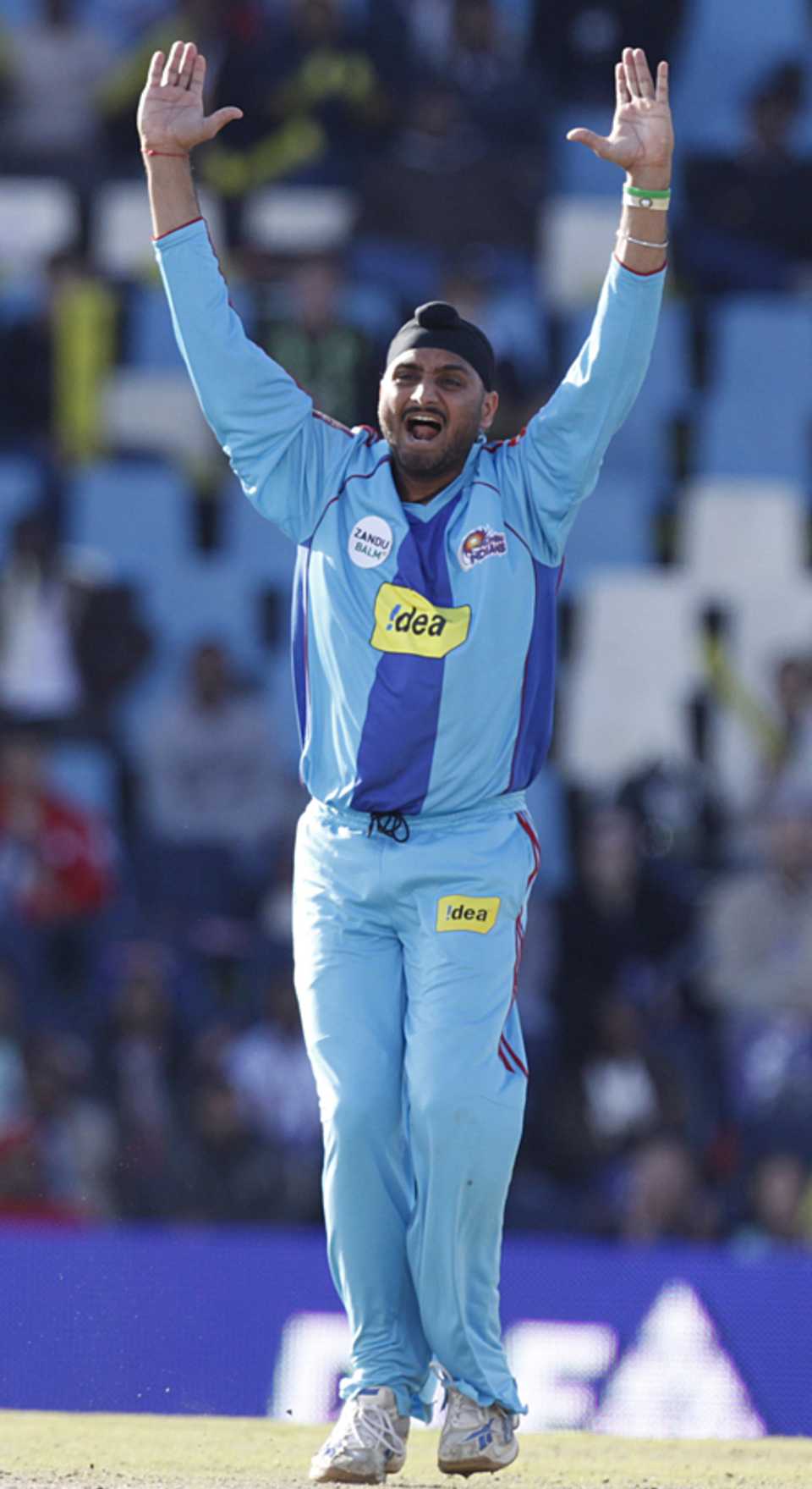 Harbhajan Singh celebrates his four-wicket haul