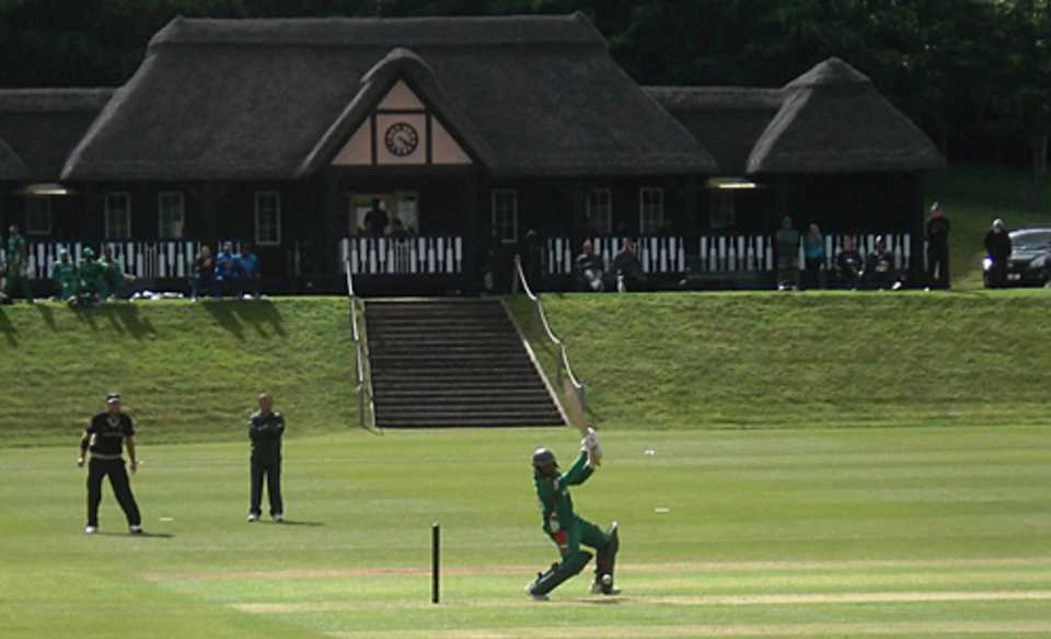 Naeem Islam flays it through the off side, Bangladesh v New Zealand, ICC World Twenty20 warm-up match, Wormsley Cricket Ground, Oxfordshire, May 26, 2009