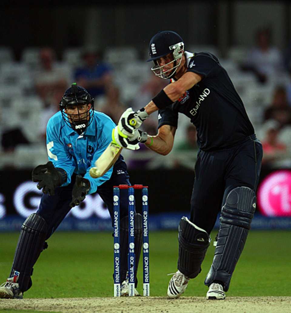 Kevin Pietersen stands tall to guide one out to the off side