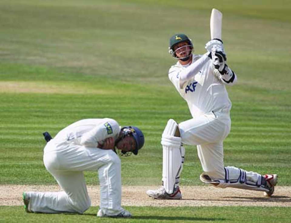 Luke Fletcher hits out during his 92, Hampshire v Nottinghamshire, County Championship, The Rose Bowl, June 11, 2009