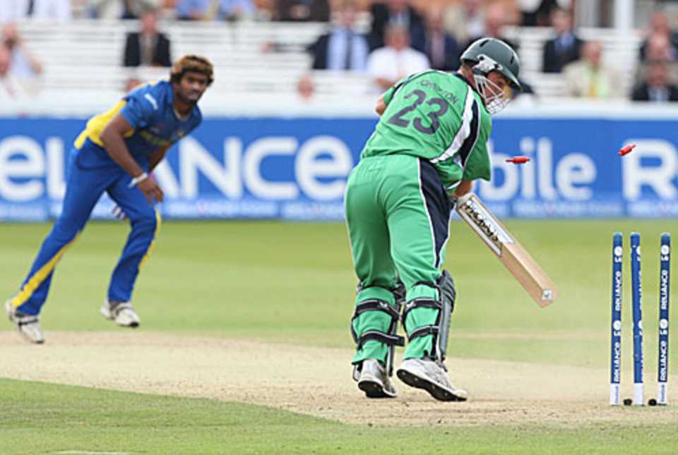Trent Johnston is squared up by a Lasith Malinga yorker, Ireland v Sri Lanka, ICC World Twenty20, Lord's, June 14, 2009