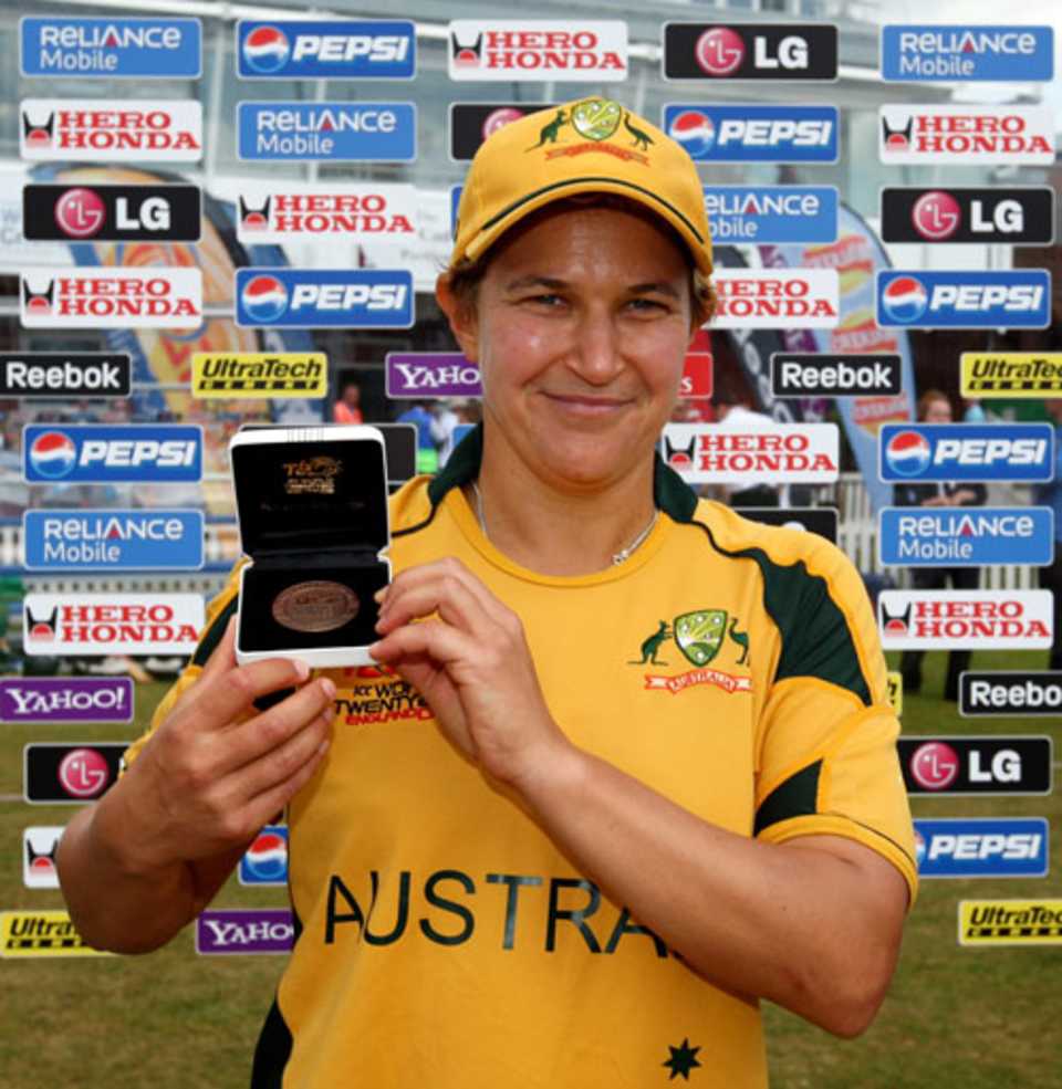 Shelley Nitschke poses with the Player-of-the-Match award