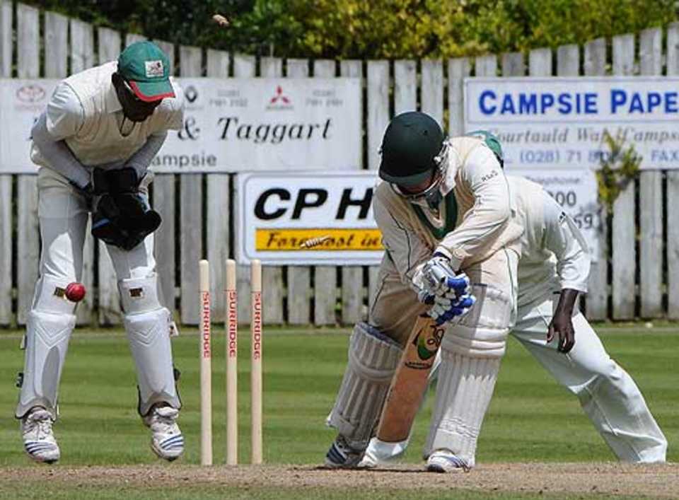 Paul Stirling is bowled by Steve Tikolo