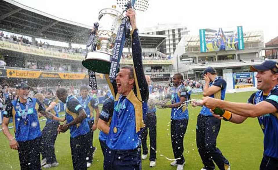 Man of the Match Dominic Cork enjoys another memorable match at Lord's