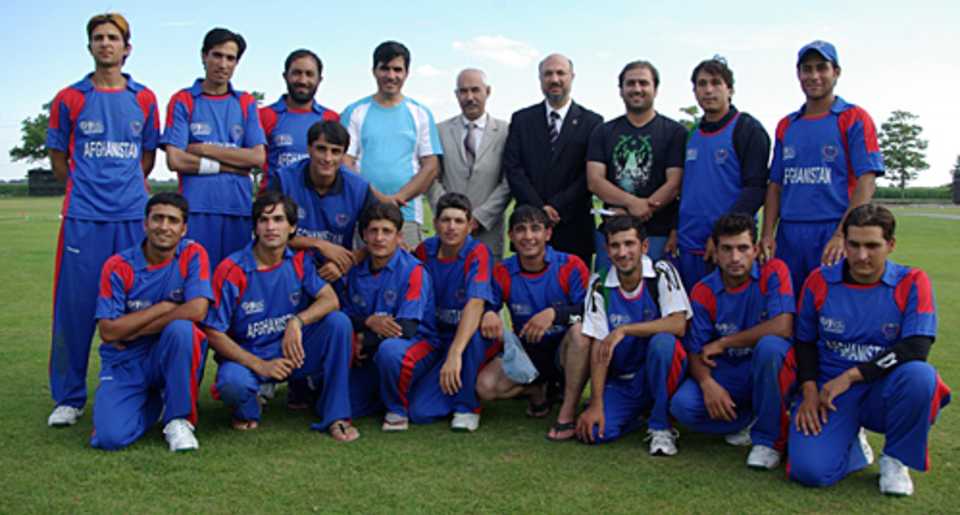 The victorious Afghanistan Under-19 team pose for a photo