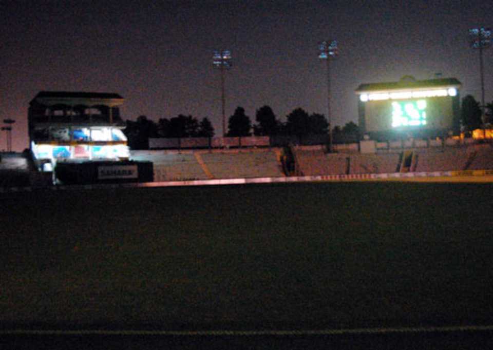 Five overs of the match was lost due to a floodlight failure, Air India Blue v Tata Sports Club, BCCI Corporate Trophy, Mohali, September 6, 2009 