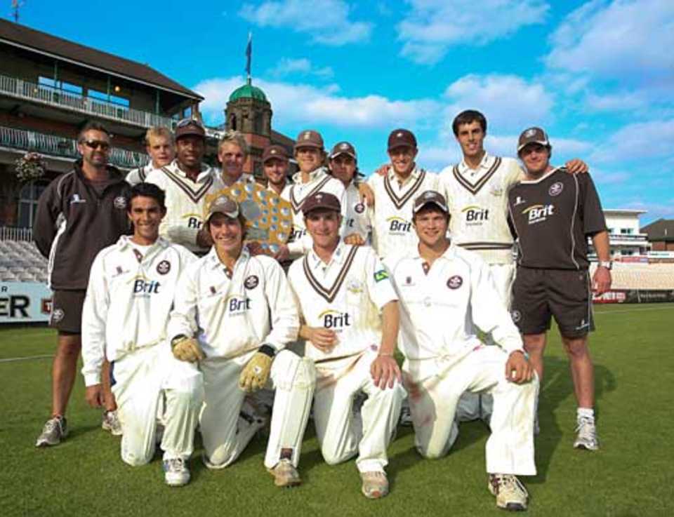 The victorious Surrey 2nd XI at Old Trafford, Lancashire 2nd XI v Surrey 2nd XI, Second XI Championship final, Old Trafford, September 18, 2009