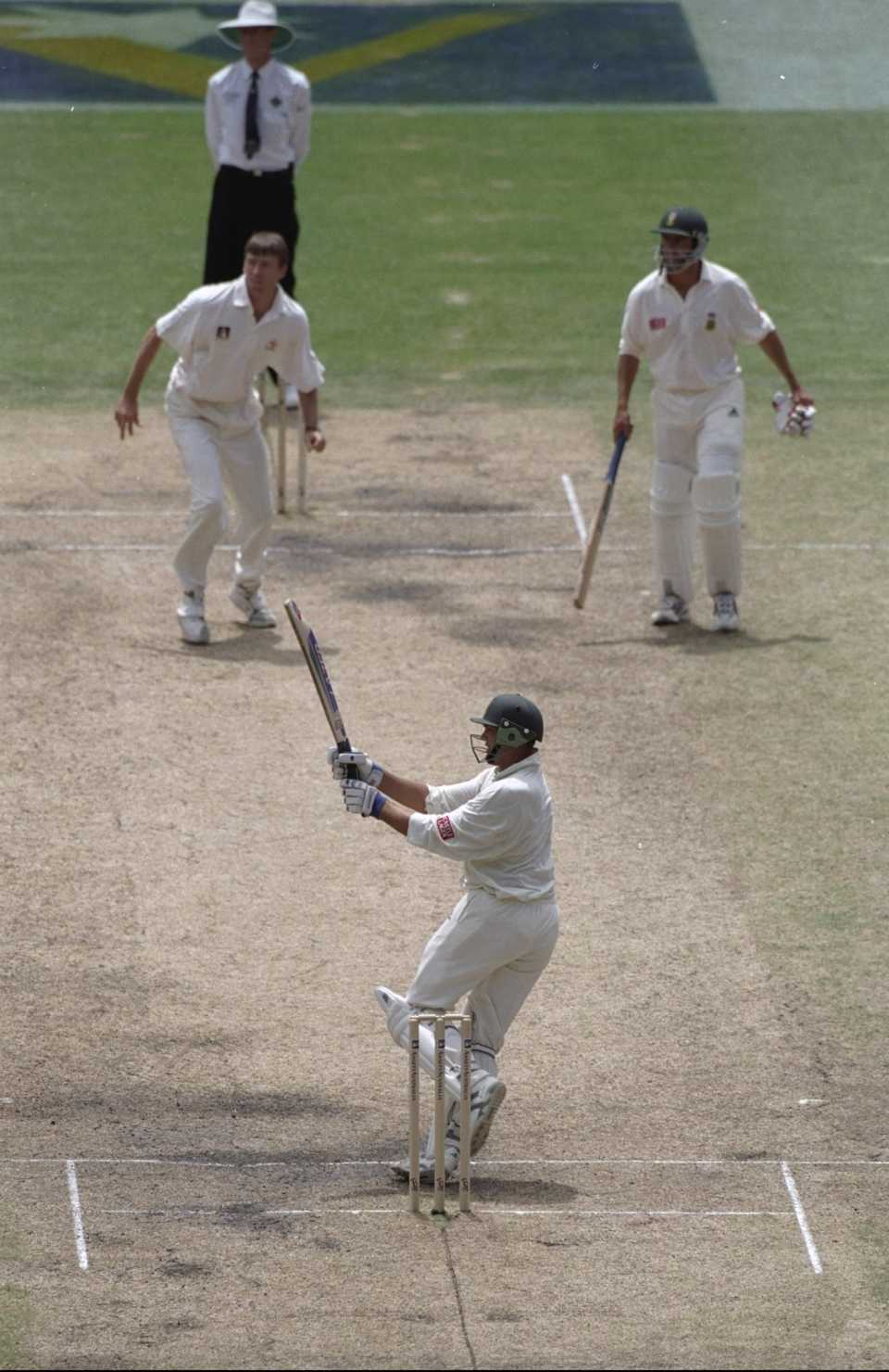 Jacques Kallis plays the pull against Glenn McGrath, Australia v South Africa, first Test, day five, Melbourne, December 30, 1997 