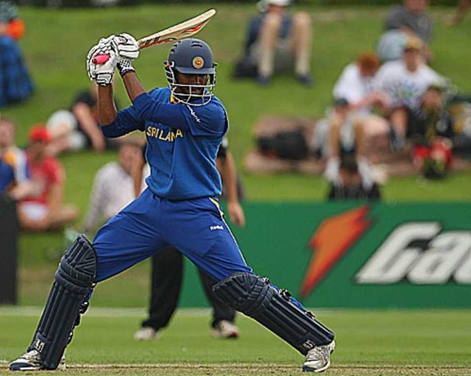 Dhanushka Gunathilleke cuts during his 69, New Zealand Under-19s v Sri Lanka Under-19s, 23rd Match, Group C, ICC Under-19 World Cup, Christchurch, January 20, 2010