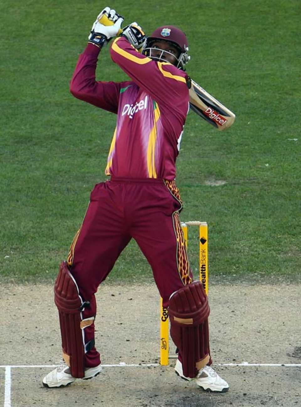 Chris Gayle skies an attempted pull