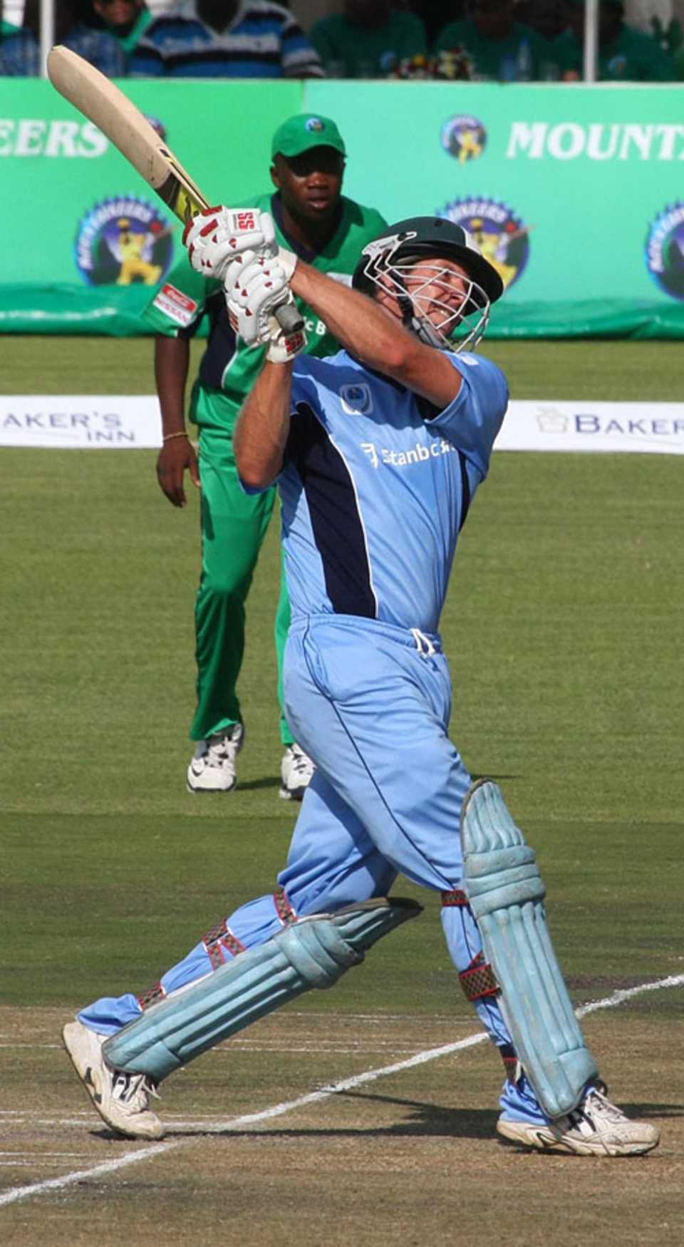 Andy Blignaut hits another boundary during his rapid half century against Mountaineers