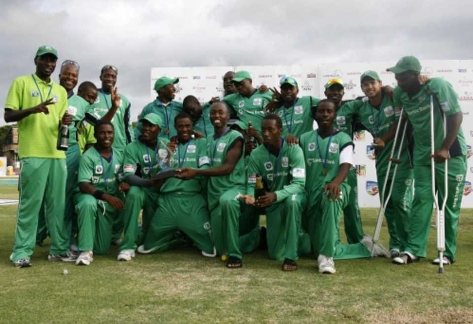 The victorious Mountaineers side pose with the tournament trophy, Stanbic Bank Twenty20 Series, February 20, 2010
