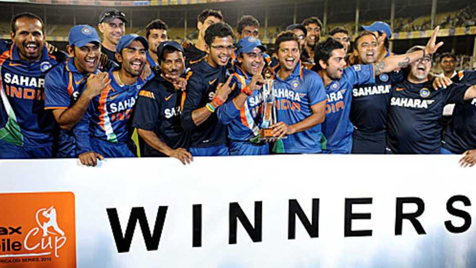 India celebrate their 2-1 series win
