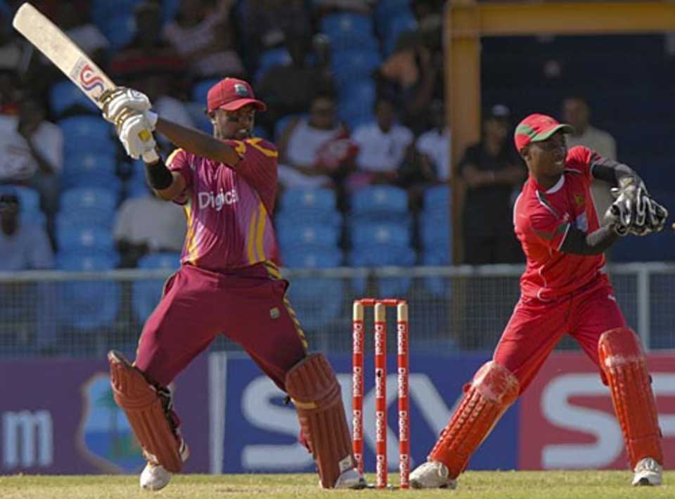 Narsingh Deonarine cuts during his unbeaten 32, West Indies v Zimbabwe, 4th ODI, St. Vincent, March 12, 2010