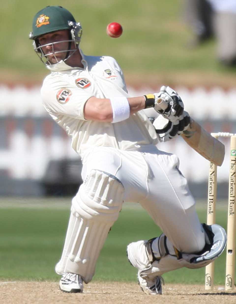 Phillip Hughes ducks under a ball during his brutal display, New Zealand v Australia, 1st Test, 5th day, Wellington, March 23, 2010