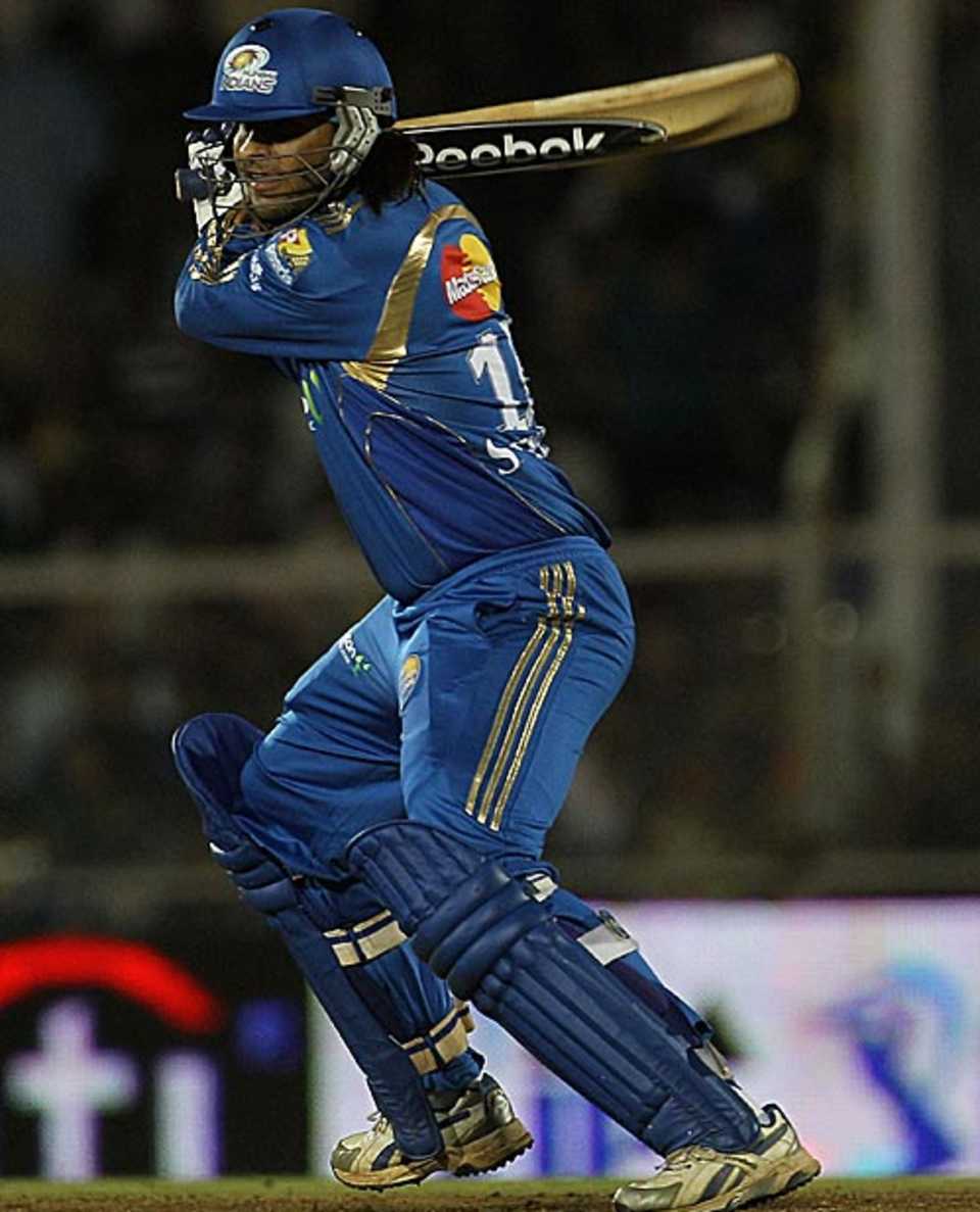Saurabh Tiwary cuts during his knock of 31