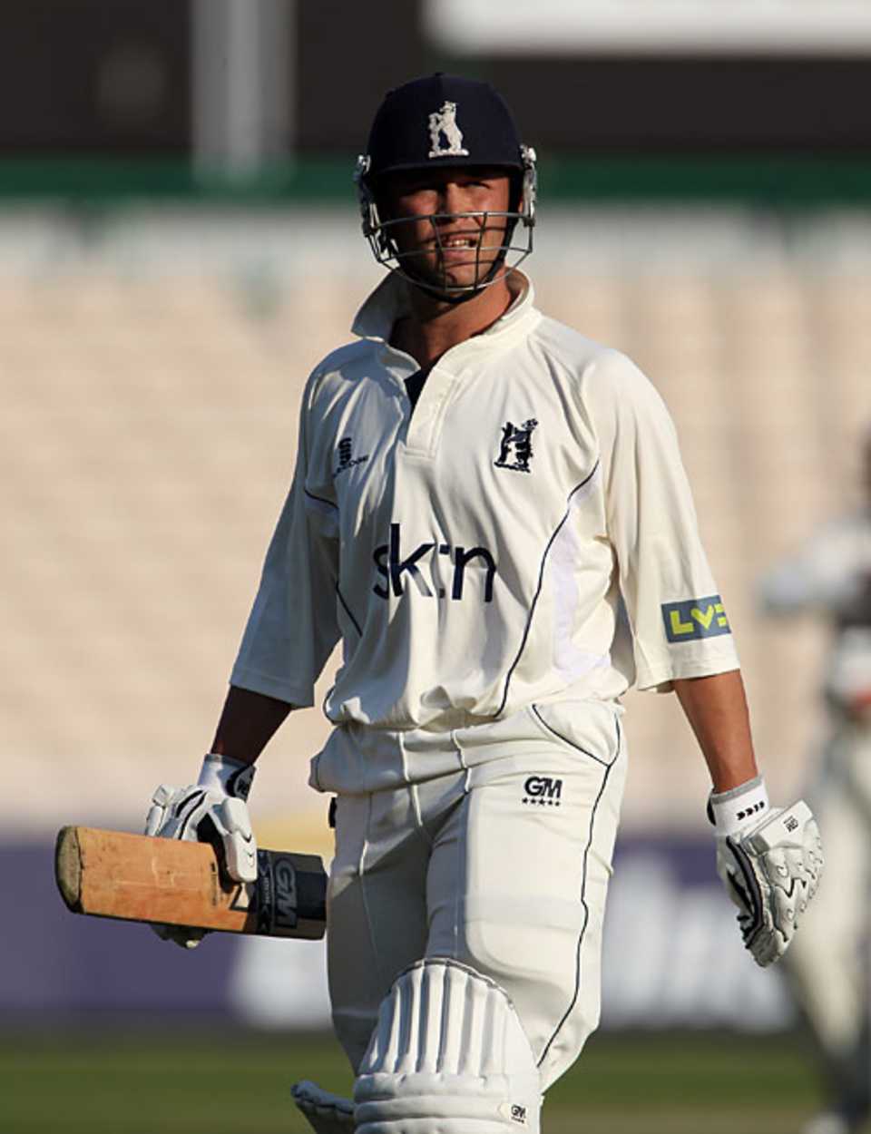 Jonathan Trott failed for the second time, falling lbw to Tom Smith for six