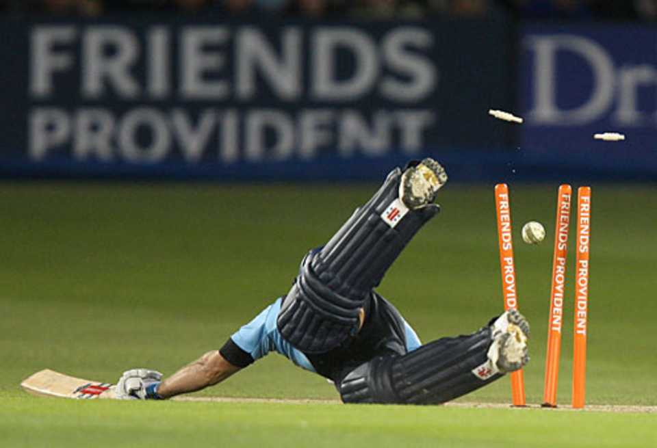 Chris Nash is run out as Sussex slide to their first Twenty20 defeat