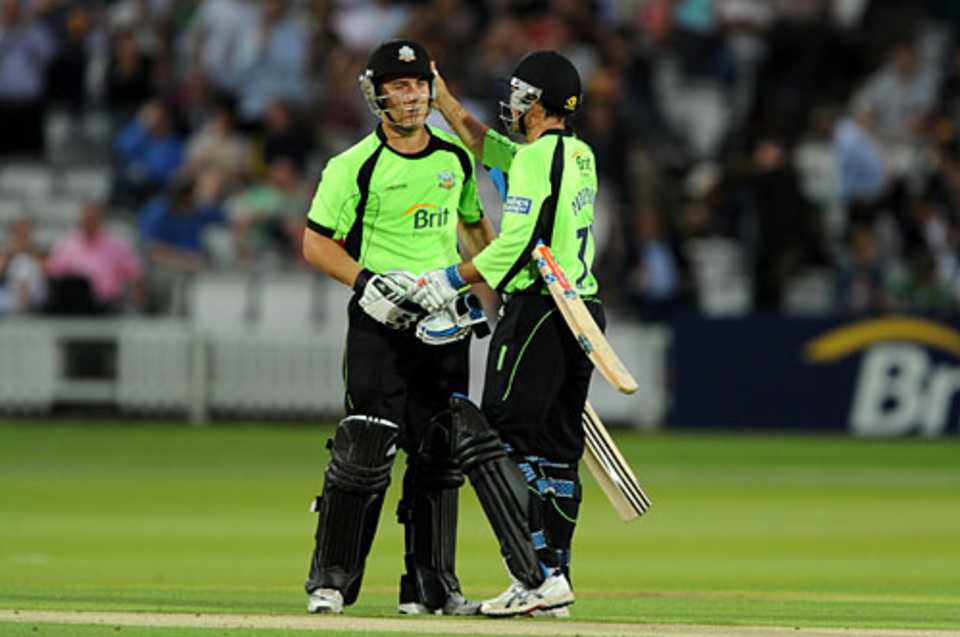 Rory Hamilton-Brown and Mark Ramprakash shared a 96-run stand to ease Surrey to victory
