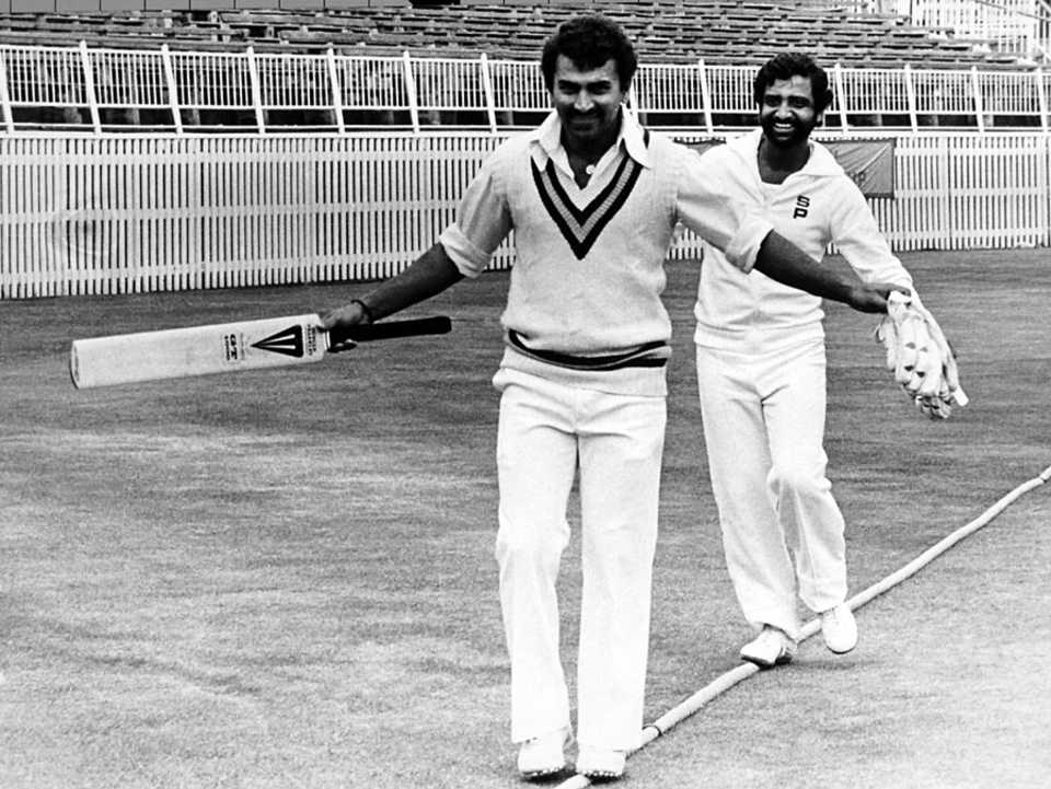 Sunil Gavaskar and Gundappa Viswanath walk the tightrope, England v India, 1st Test, Edgbaston, 5th day, July 16, 1979
