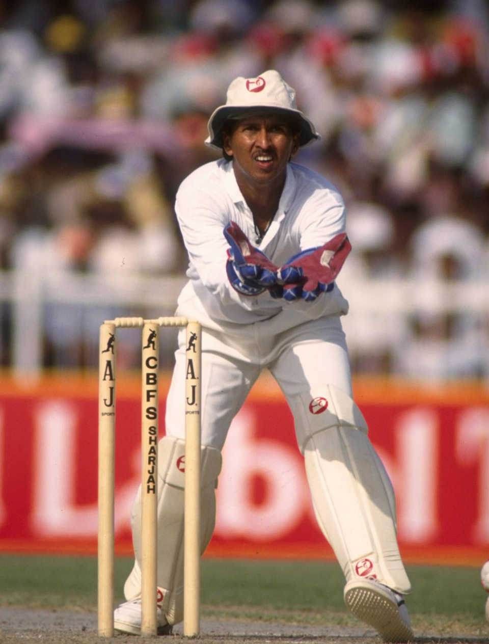 Kiran More fields the ball, India v Pakistan, Wills Trophy, 2nd ODI, Sharjah, October 22, 1991