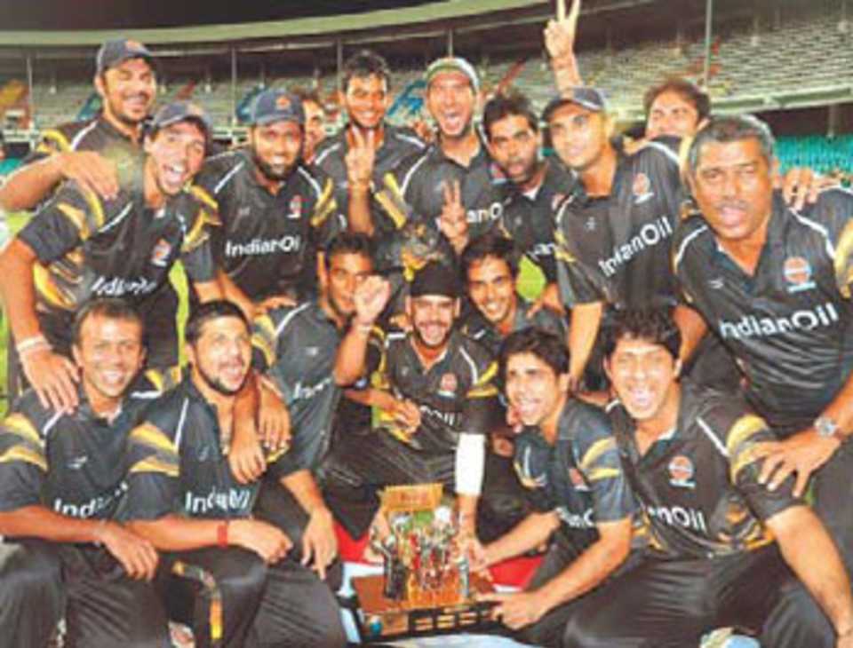Indian Oil Corporation XI after winning the Corporate Trophy, India Cements v Indian Oil Corporation XI, BCCI Corporate Trophy final, Visakhapatnam, September 8, 2010
