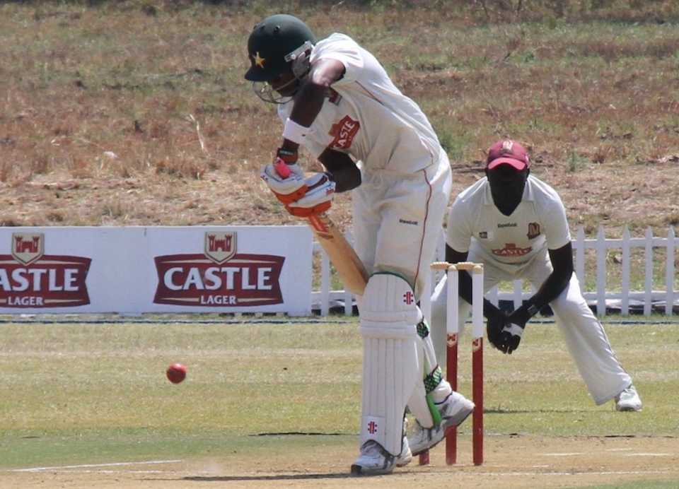 Stuart Matsikenyeri defends during the Rocks' innings