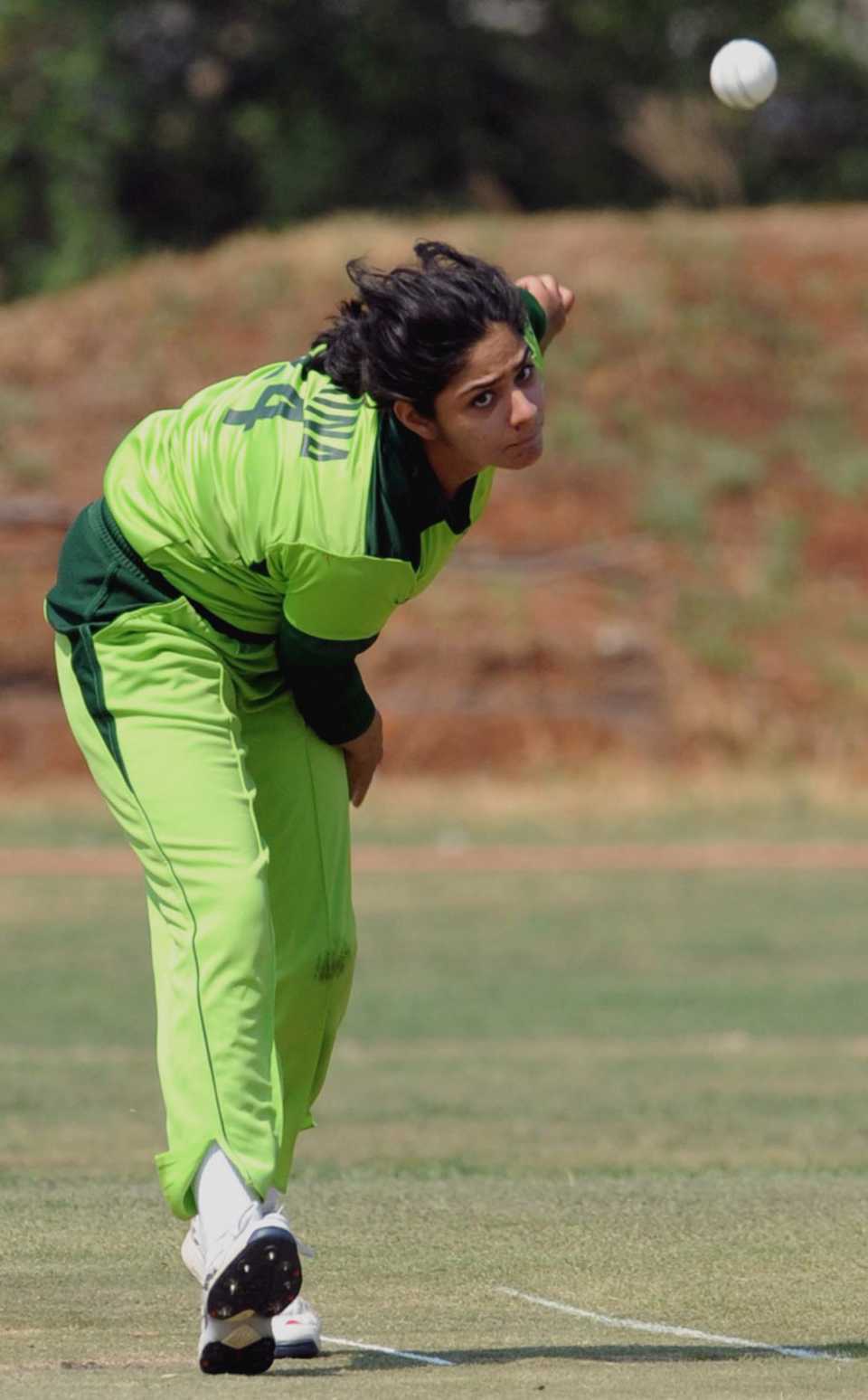 Pakistan's Marina Iqbal bowls, Pakistan Women v Sri Lanka Women, ICC Women's Cricket Challenge, Potchefstroom, October 10, 2010