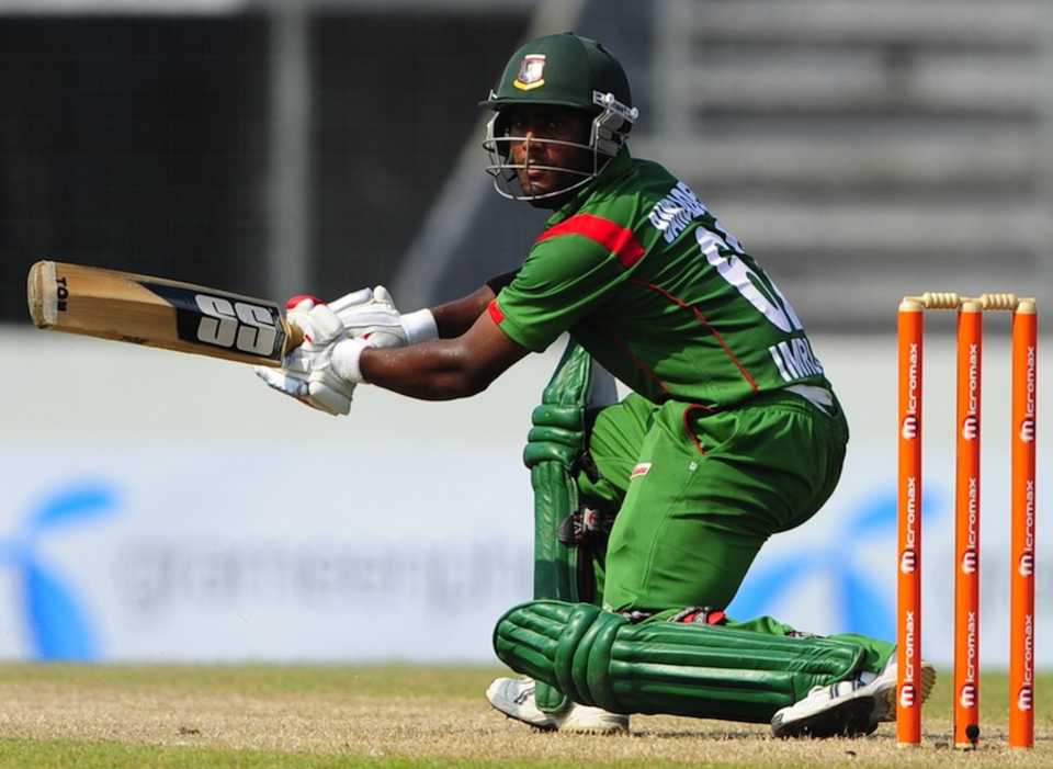 Imrul Kayes plays towards third man during his fifty