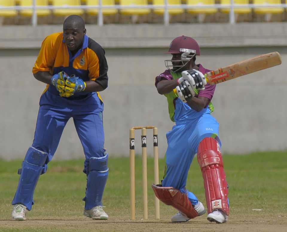 Rajendra Chandrika scores through the off side during his half-century