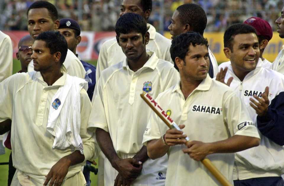 Sachin Tendulkar at the presentation after the draw, India v West Indies, 3rd Test, Calcutta, October 30 to November 3, 2002
