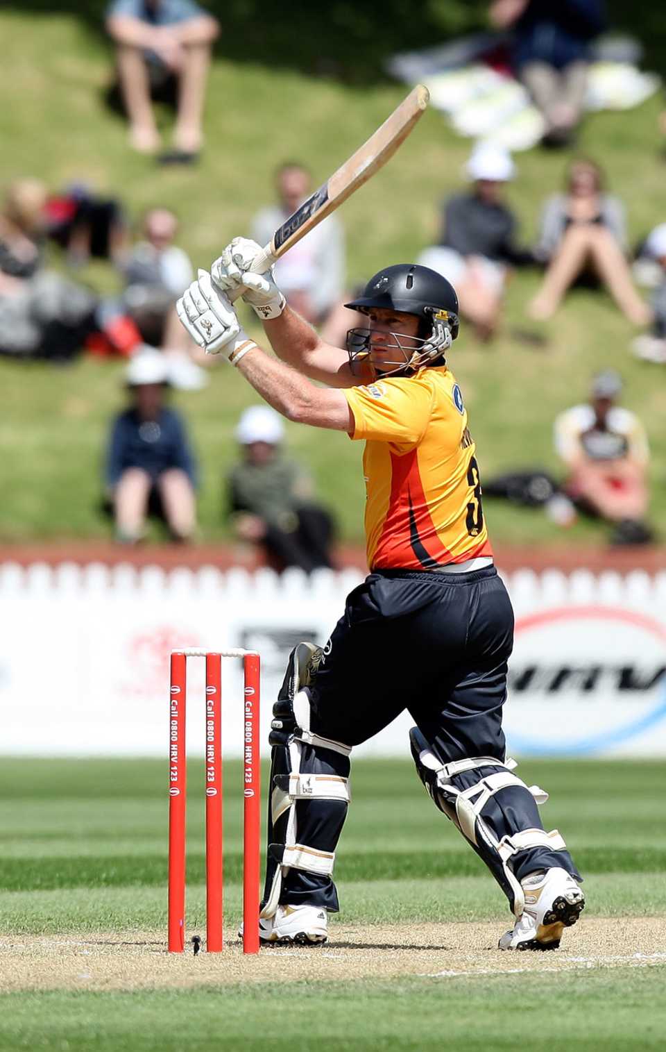 Chris Nevin hits during his 17-ball 35