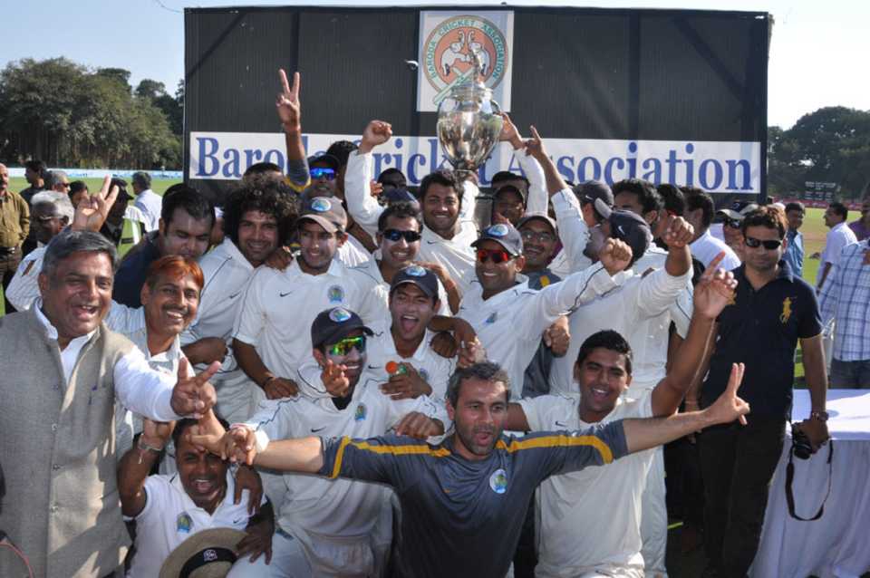 Rajasthan are jubilant after winning their first ever Ranji Trophy, Baroda v Rajasthan, Ranji Trophy Final, Vadodara, January 15, 2011