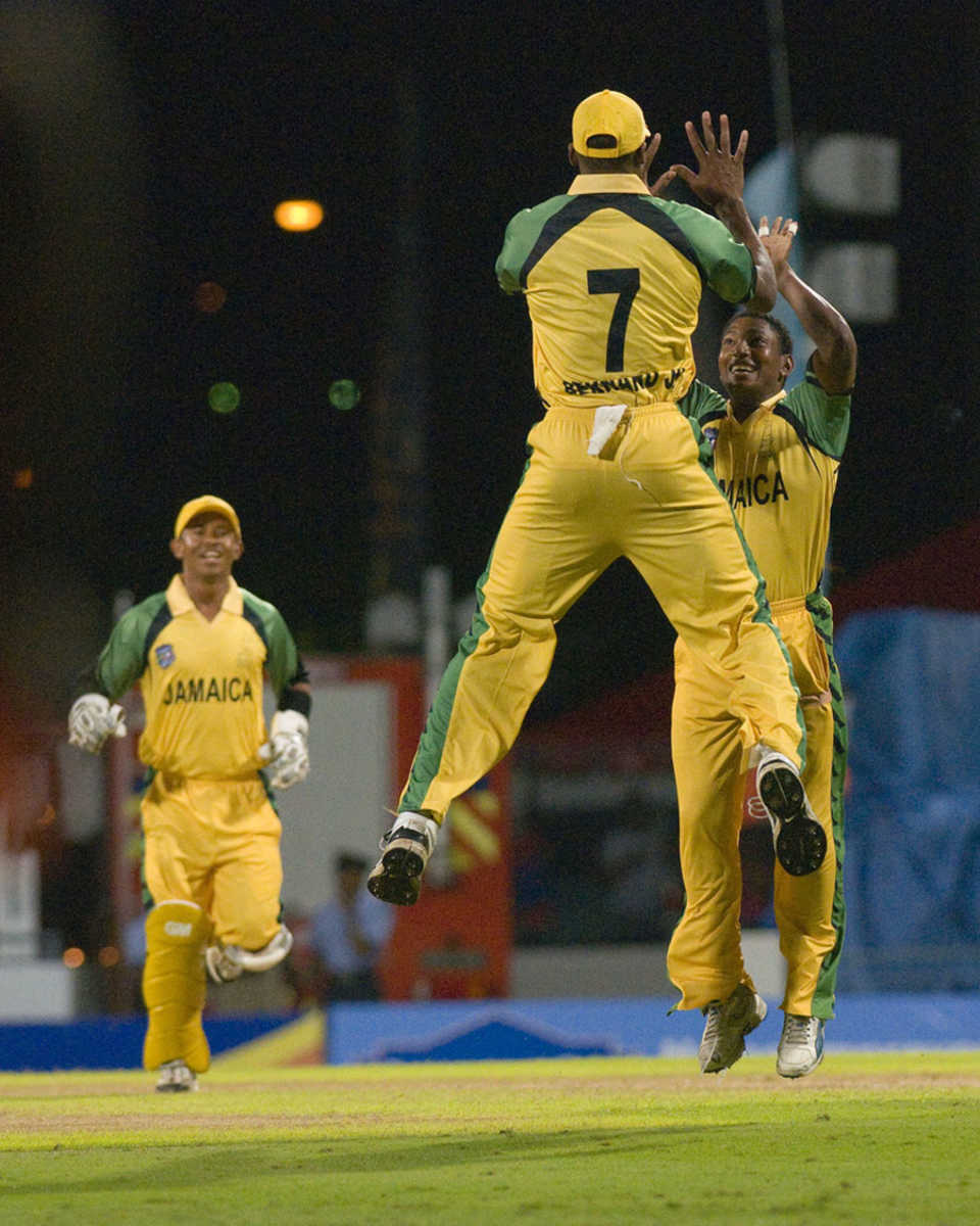 Jamaica's romped to victory in a rain-reduced match with Somerset finishing 24 for 6