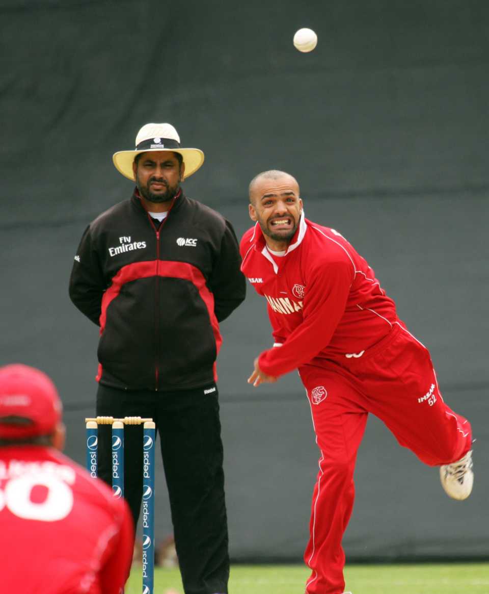 Left-arm spinner Bashir Shah bowls for Denmark