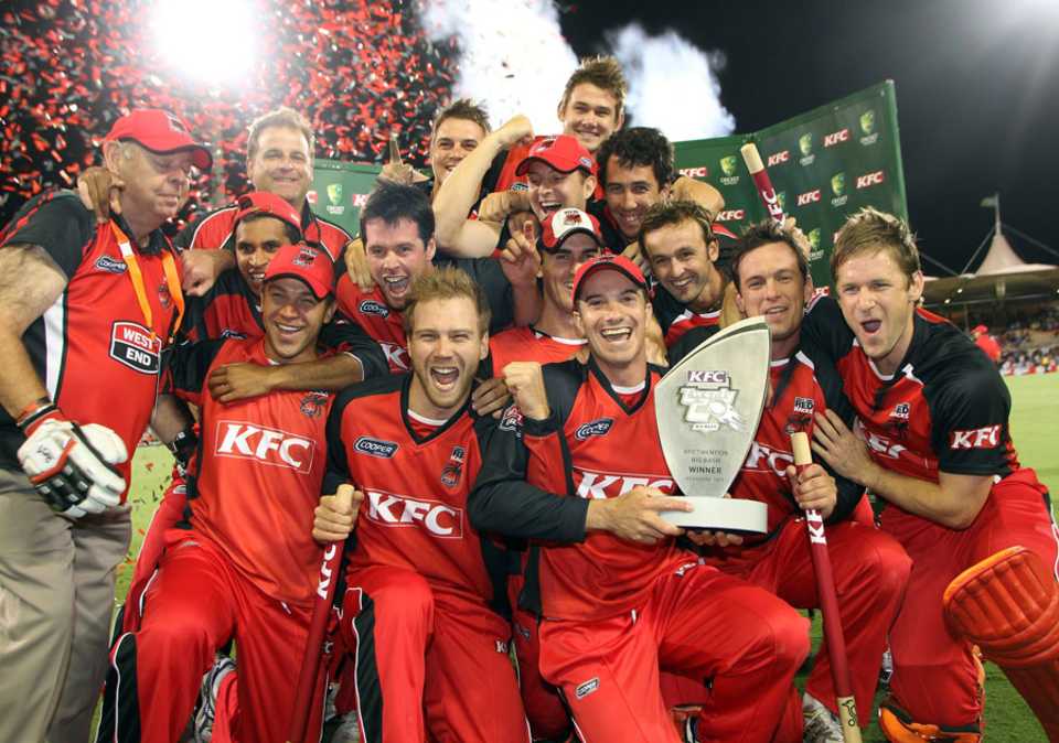 South Australia celebrate after winning the KFC Twenty20 Big Bash final