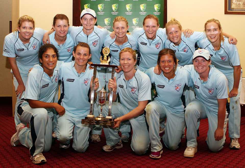 The New South Wales women's team celebrates winning the title