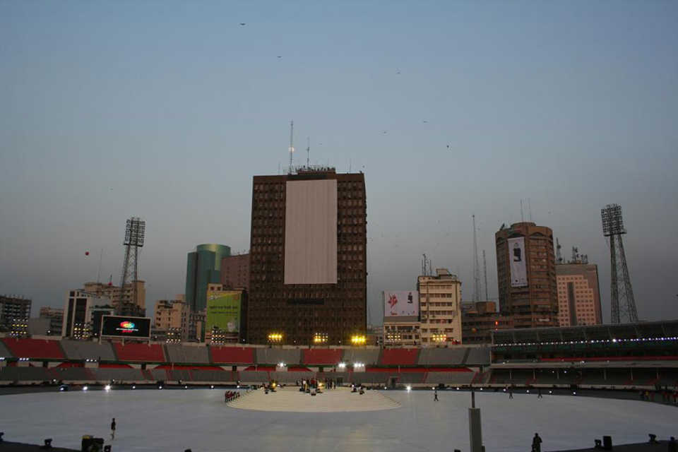 The Bangabandhu National Stadium by twilight, Dhaka, February 16, 2011