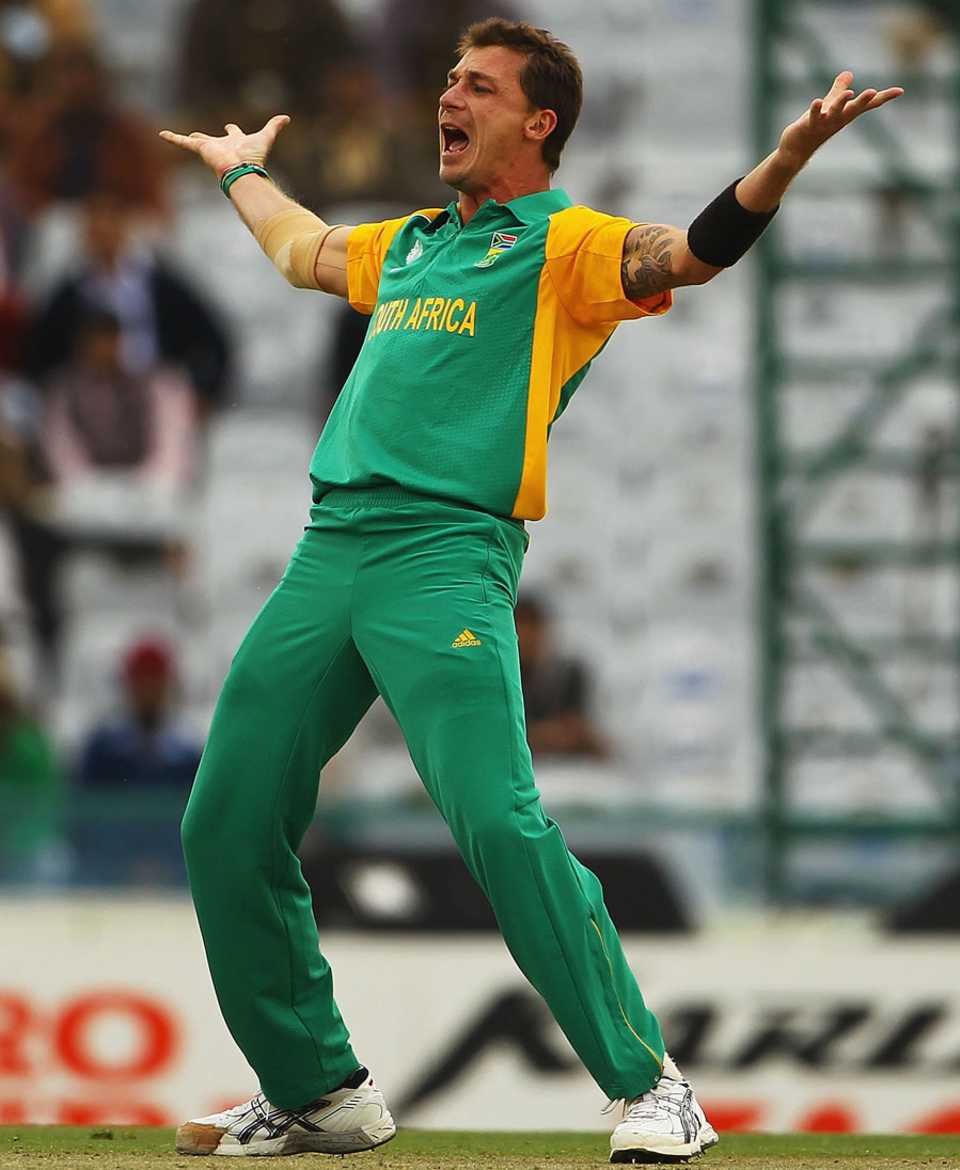 Dale Steyn celebrates the wicket of Ryan ten Doeschate, Netherlands v South Africa, World Cup 2011, Mohali, March 3, 2011