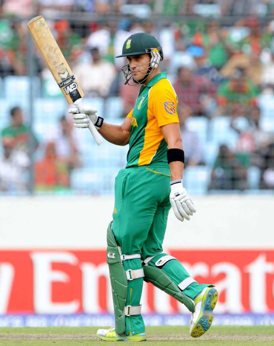Faf du Plessis reaches his half-century, Bangladesh v South Africa, Group B, World Cup 2011, Mirpur, March 19, 2011