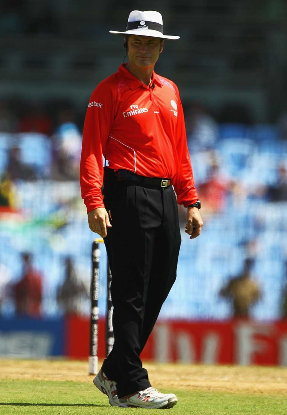 Umpire Simon Taufel on the field during England's game against South Africa