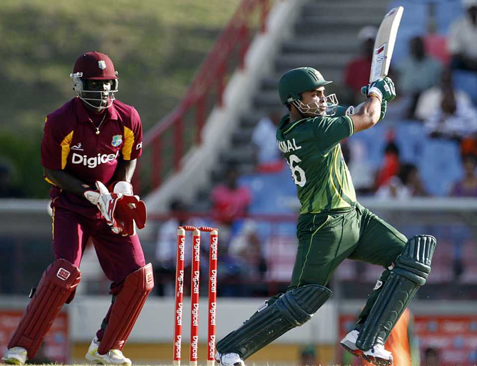 Umar Akmal was the only Pakistan batsman who made more than 25 runs, West Indies v Pakistan, Only Twenty20, St Lucia, April 21, 2010
