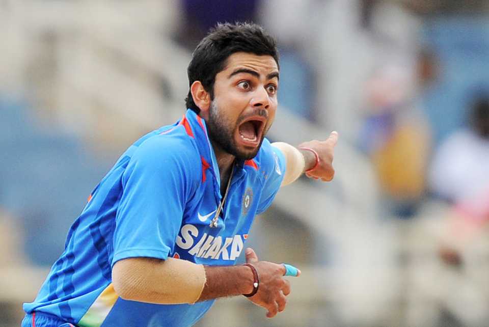 Virat Kohli unsuccessfully appeals for a wicket, West Indies v India, 5th ODI, Kingston, Jamaica, June 16, 2011