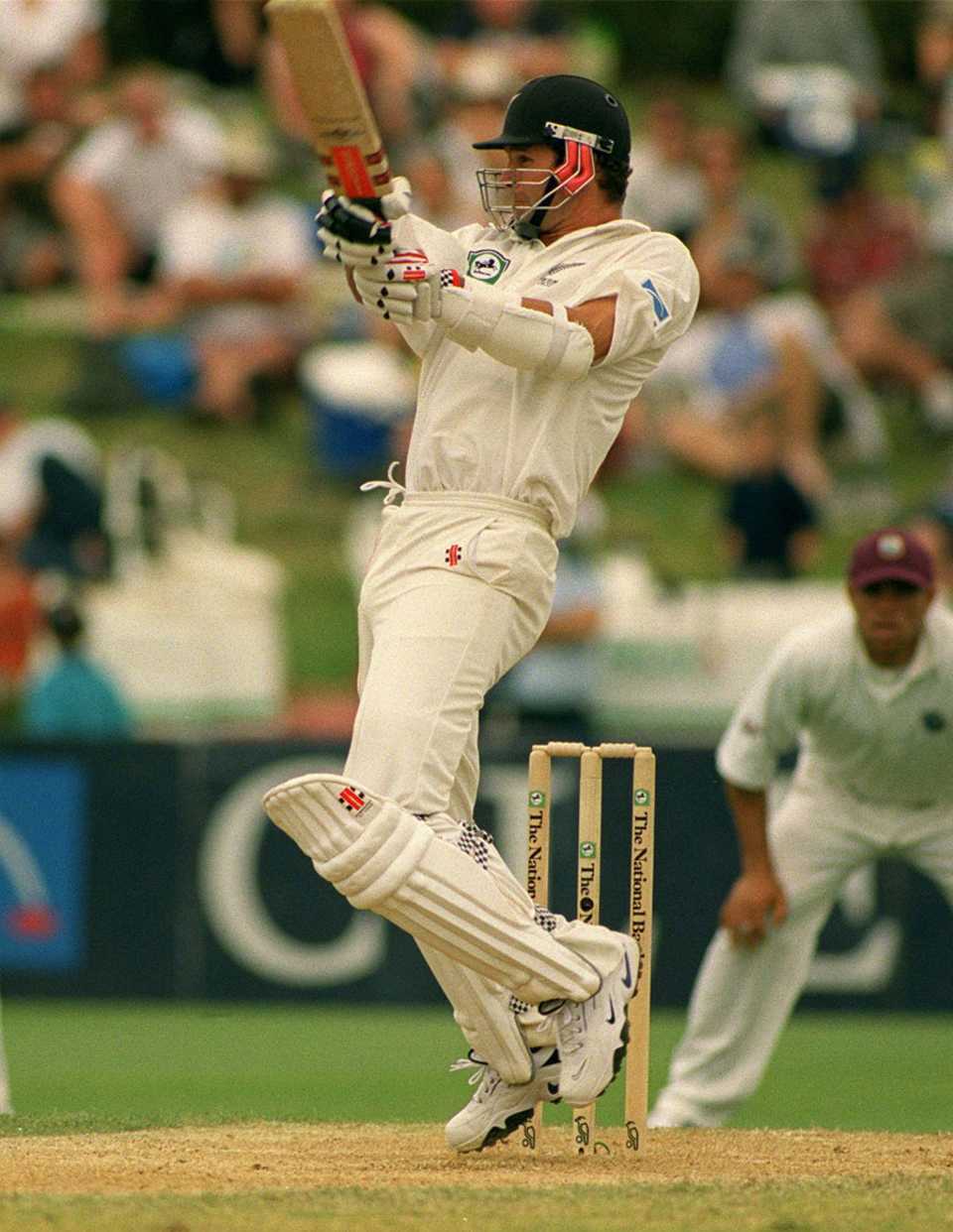 Chris Cairns cuts on his way to 72, New Zealand v West Indies, 1st Test, Hamilton, 3rd day, December 18, 1999